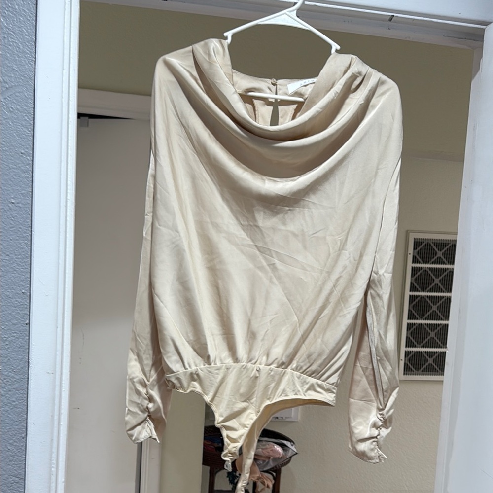 Astr Cream Cowl Neck Sweater with Elegant Knit Texture
